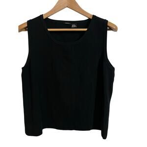 Sandra Silk Blend Sleeveless Knit Tank Womens XL Black Minimalist Shell Top
